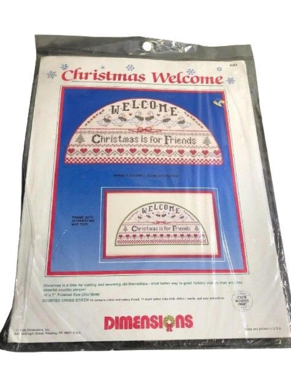 Dimensions 1986 Welcome Christmas Is For Friends Counted Cross Stitch Kit #8333